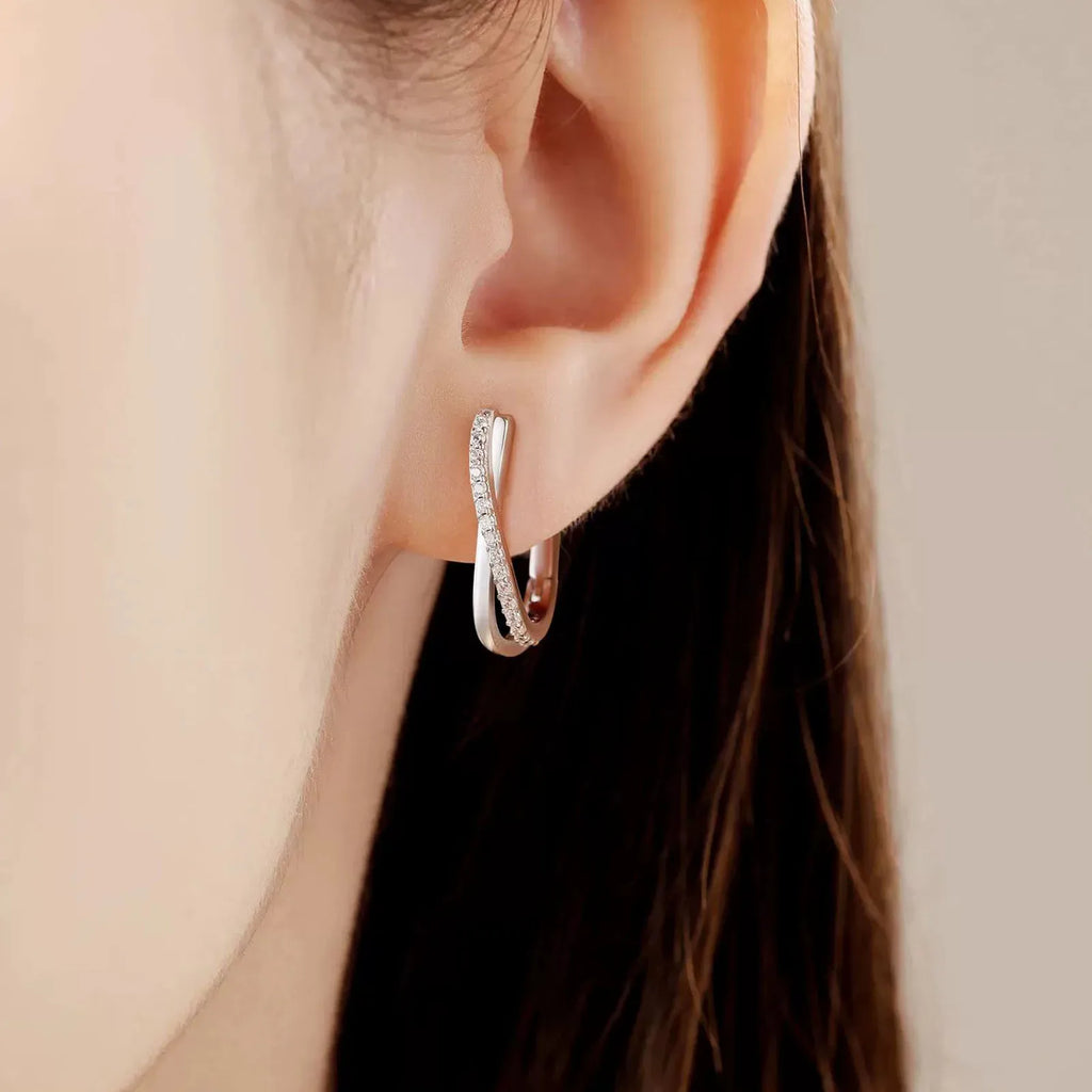 925er Silber Stern Gedrehte Linie Ohrringe Schmuck Vielseitige Creolen für Frauen Schmuck Feine Geburtstagsgeschenke