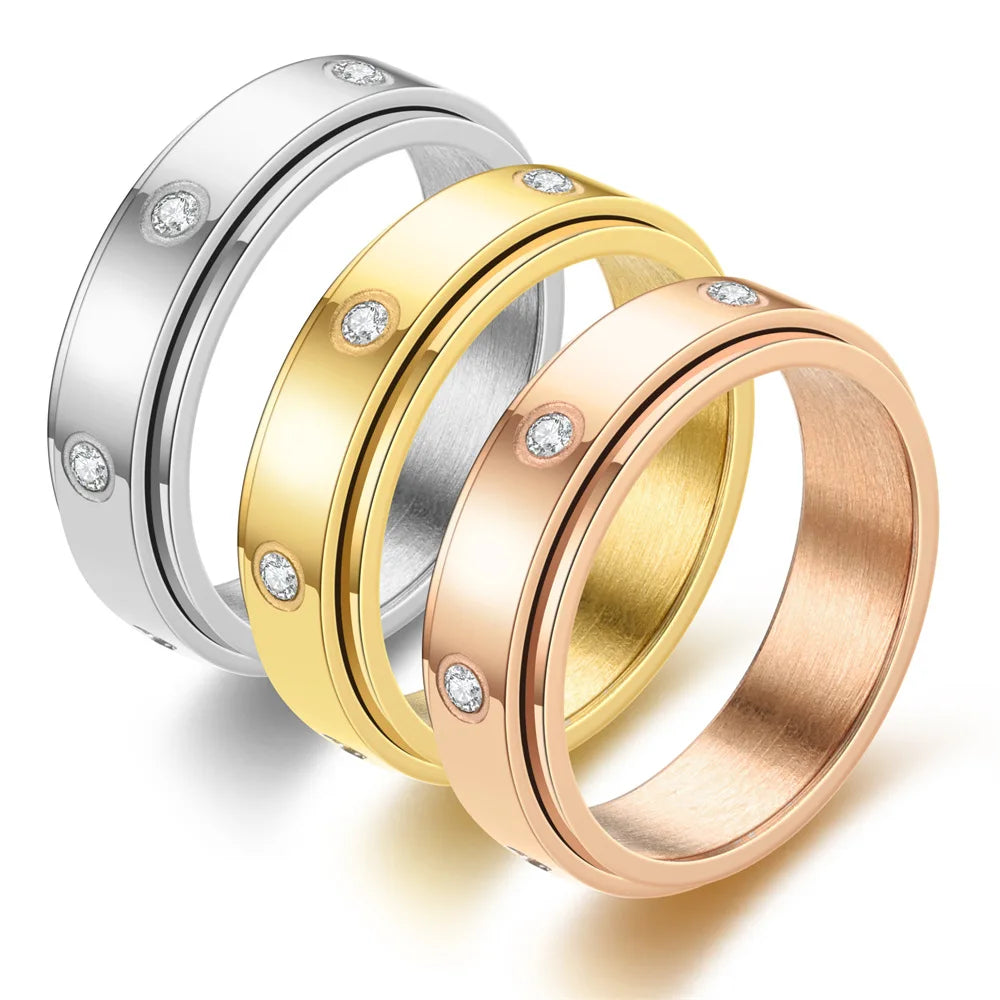 Stainless Steel Star Moon Anxiety Relaxing Cool Ring For Couples Spinner Fidgets Joint Rings Accessories Anillo Antiestres