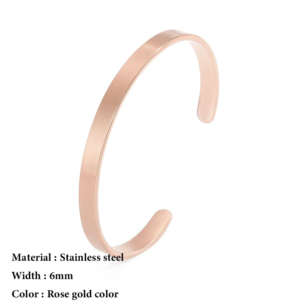 SUNIBI 4mm 6mm Edelstahl Manschette Goldfarben Armreif für Frauen Schmuck Geschenke Großhandel Dropshipping