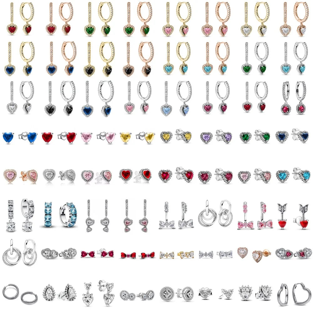 Neue S925 Silber Herz-Stein-Ohrstecker geeignet für Valentinstag, Muttertag, Jubiläumsgeschenk DIY Charm-Schmuck