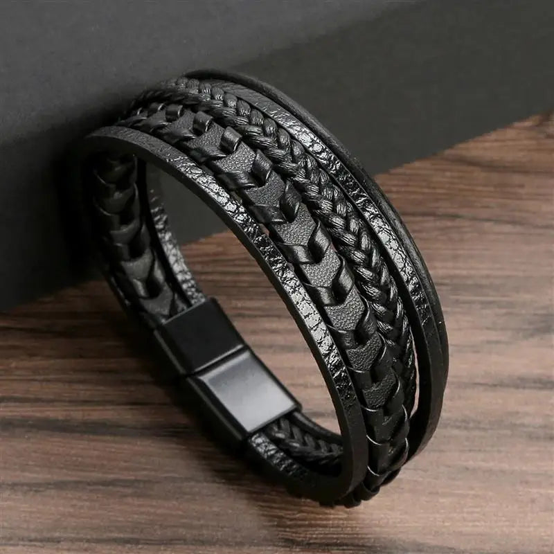 Klassisches Herren Lederarmband Neuer Stil Handgewebt Mehrschichtige Kombination Accessoire Mode Herrenschmuck Großhandel Dropshipping