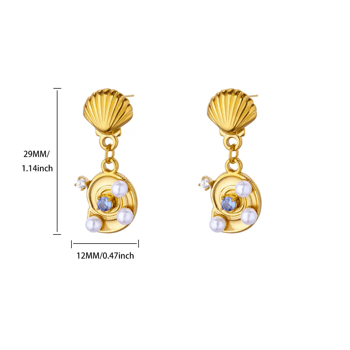 Elegante Imitationsperlen-Ohrringe für Damen Edelstahl Herz Schmetterling Muschel Tropfenohrringe Luxuriöser Ästhetischer Schmuck als Geschenk