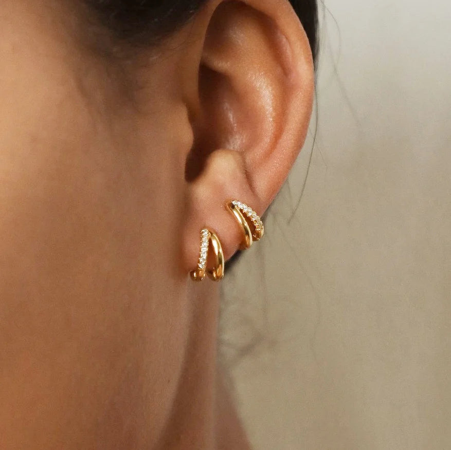 Pendientes de aro de circonita color dorado de moda para mujer, estilo bohemio retro, geométricos, de metal de cobre, pendientes de joyería de moda, regalos 2024