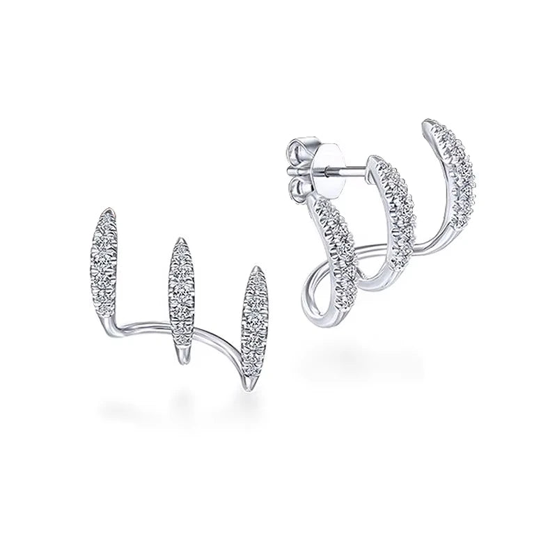 Exquisite silberfarbene Krallenfassungs-Ohrstecker mit Kristall Modernes Design Vielseitige Mode-Accessoires Damen Schmuck