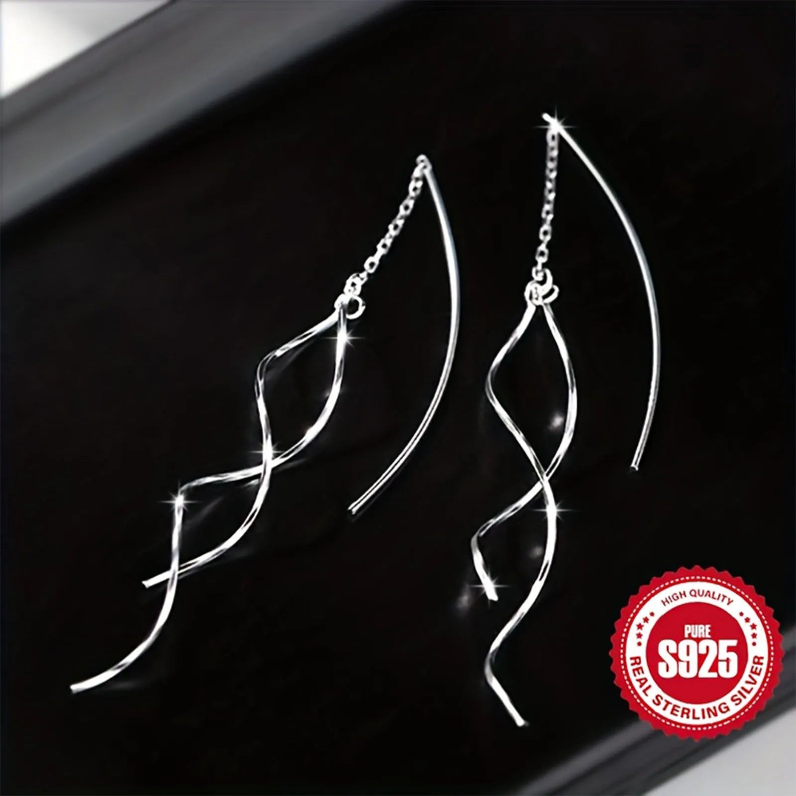 Pendientes Elegantes de Plata S925 con Ondas Cruzadas para Mujer, Ideales para el Uso Diario y Diversas Ocasiones, Regalo Imprescindible