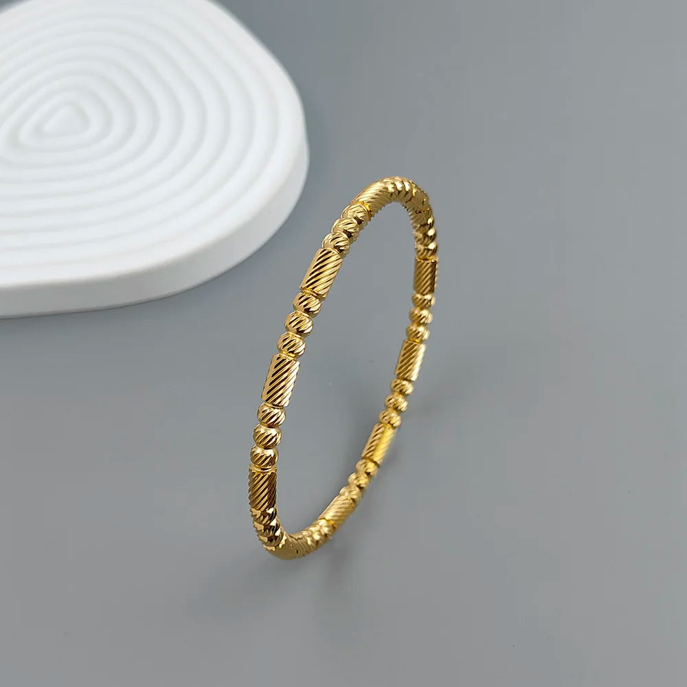 Neues Edelstahlkugelperlenarmband vergoldet, klassisches O-förmiges Silberarmband für Damen, Hochzeitsschmuck