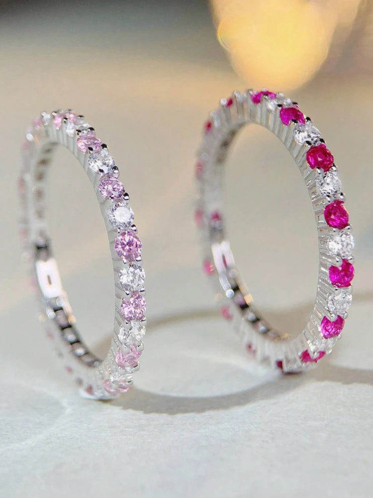 925 Sterling Silver Fashion Shiny 1.4mm Full Zircon Stackable Plain Ring For Women Daily Party Personalized Fine Jewelry