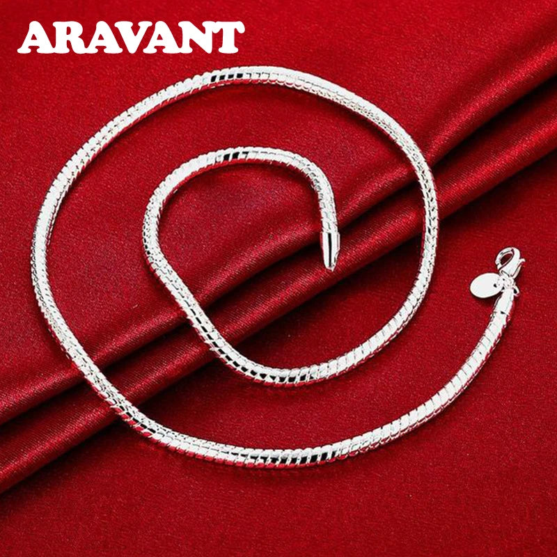 Aravant Plata 925 1MM/2MM/3MM Cadena Serpiente Collar Para Hombres Mujeres Colgante Joyería de Moda