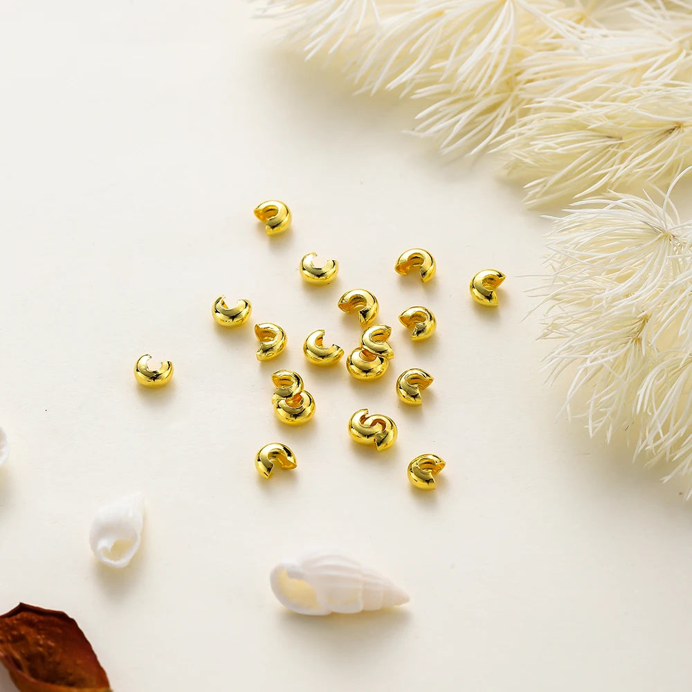 3mm/4mm/5mm Cuentas de Engarce Abiertas Chapadas en Oro de 14k y 18K, Cubiertas para Cuentas de Engarce, Cuentas Espaciadoras Tope para Suministros de Fabricación de Joyas DIY