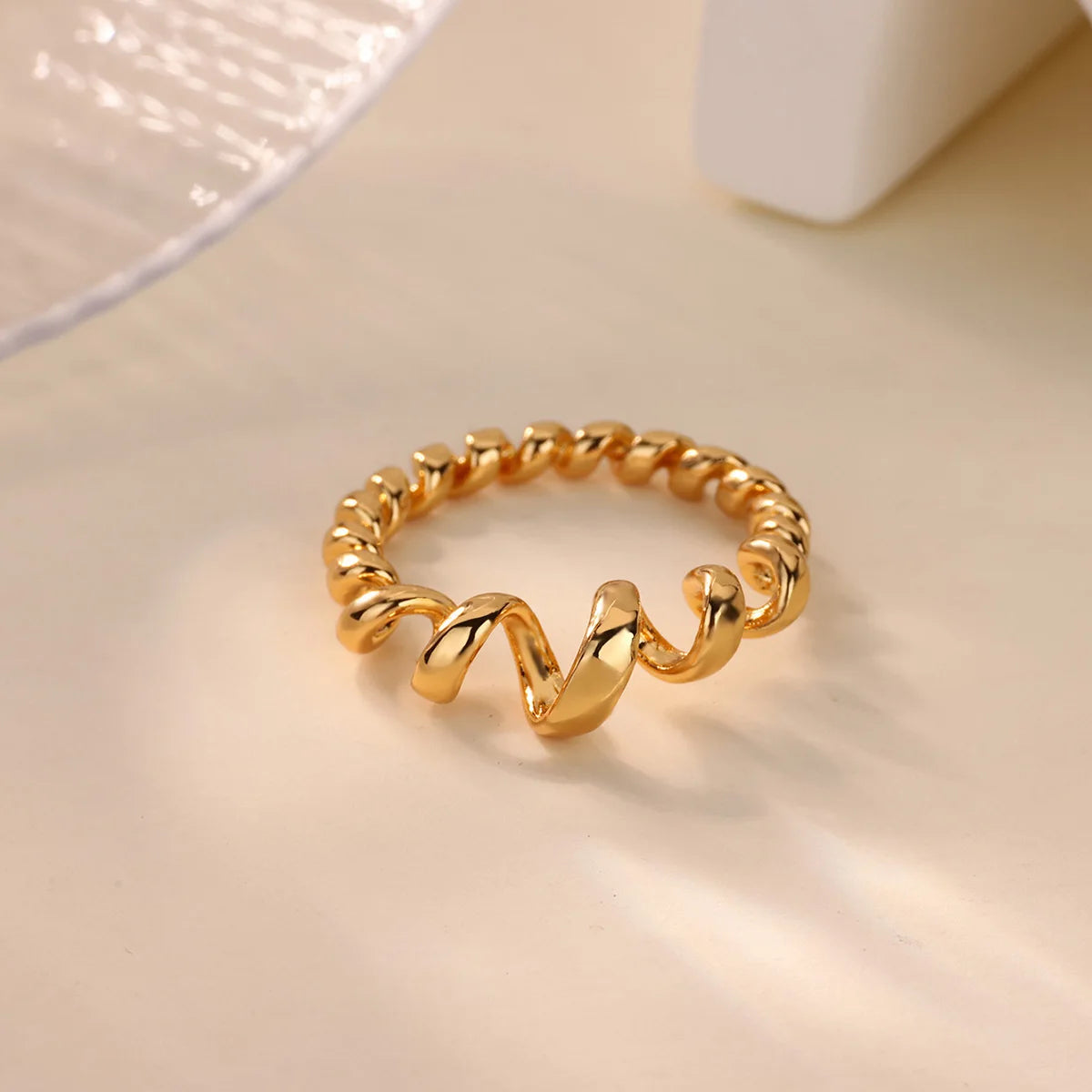 Luxus Zirkon Geometrischer Twist Ring für Damen Edelstahl Goldfarbe Vintage Fingerring 2026 Mode Hochzeit Paar Schmuck