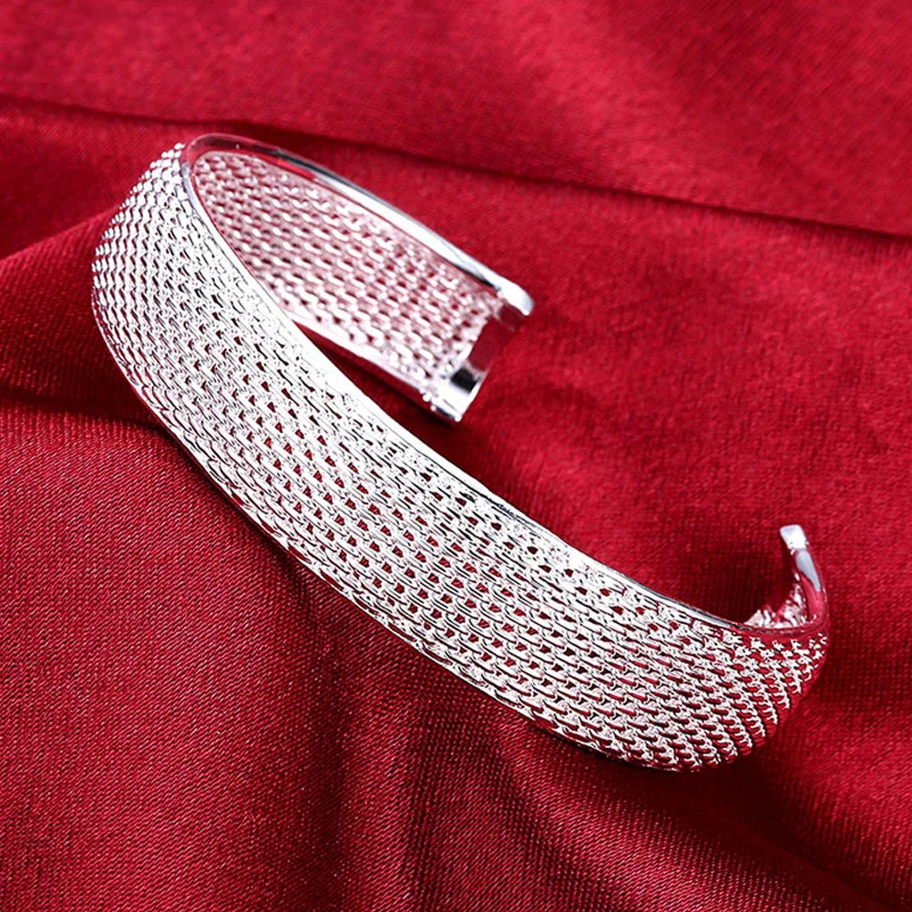 Trendige 925 Sterling Silber Armreifen Armband Anhänger Süße Offen für Frauen Mode Schmuck Verstellbare Größe Manschette Hochzeit Party
