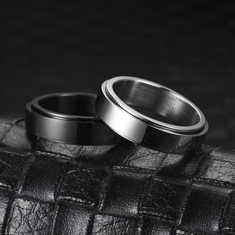 Stainless Steel Star Moon Anxiety Relaxing Cool Ring For Couples Spinner Fidgets Joint Rings Accessories Anillo Antiestres