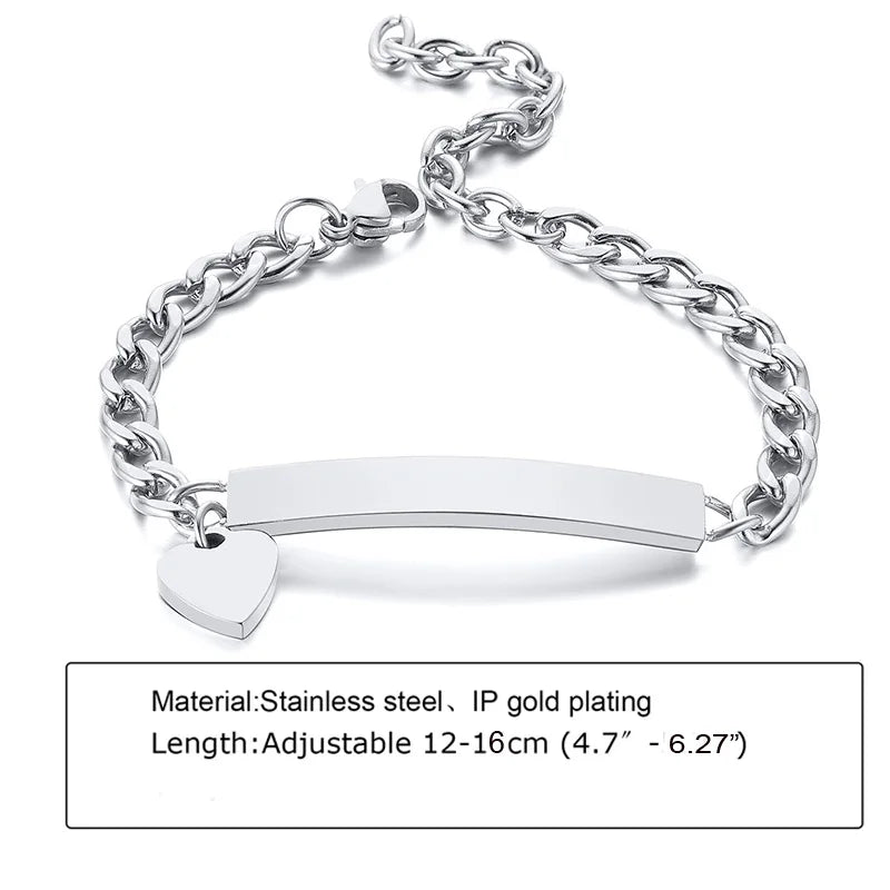 Individuelles personalisiertes Namens-ID-Armband für Mädchen und Jungen, Edelstahl-Gliederketten-Kronenarmband, nicht allergisch
