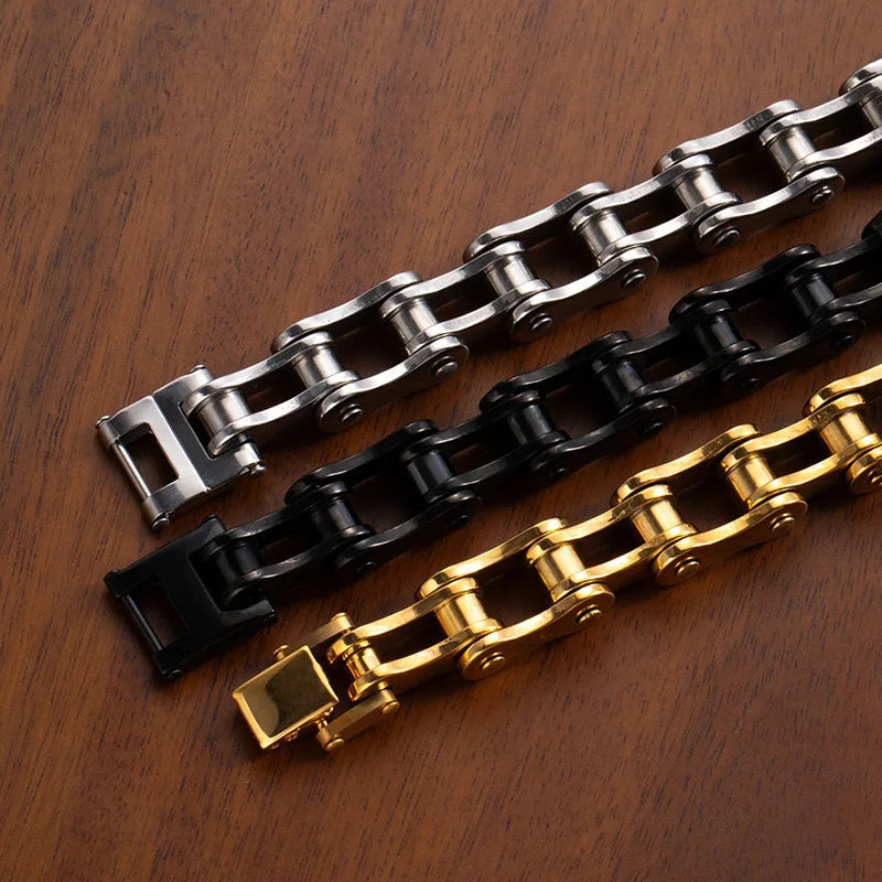 1 Stück Herren-Edelstahlarmband Kreatives Imitations-Fahrradkettenarmband Trendiger Punk-Stil Alltagsaccessoires