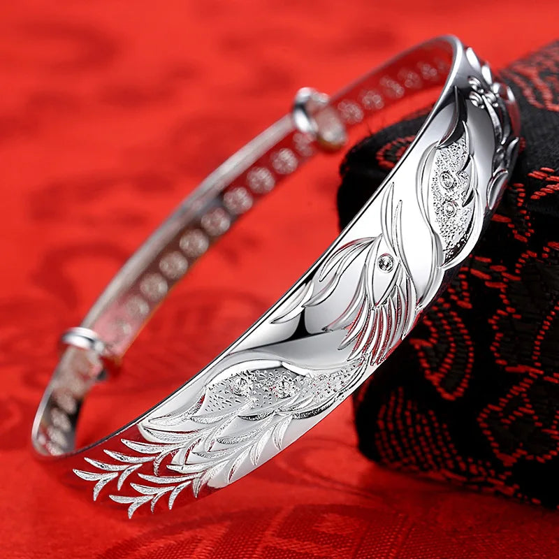 Luxus 925 Sterlingsilber Edle Phönix Armbänder Armreifen für Frauen Mode Party Hochzeit Schmuck Weihnachtsgeschenke Verstellbar