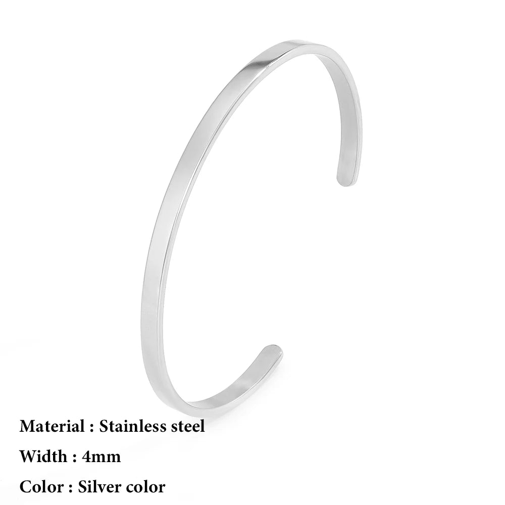 SUNIBI 4mm 6mm Edelstahl Manschette Goldfarben Armreif für Frauen Schmuck Geschenke Großhandel Dropshipping