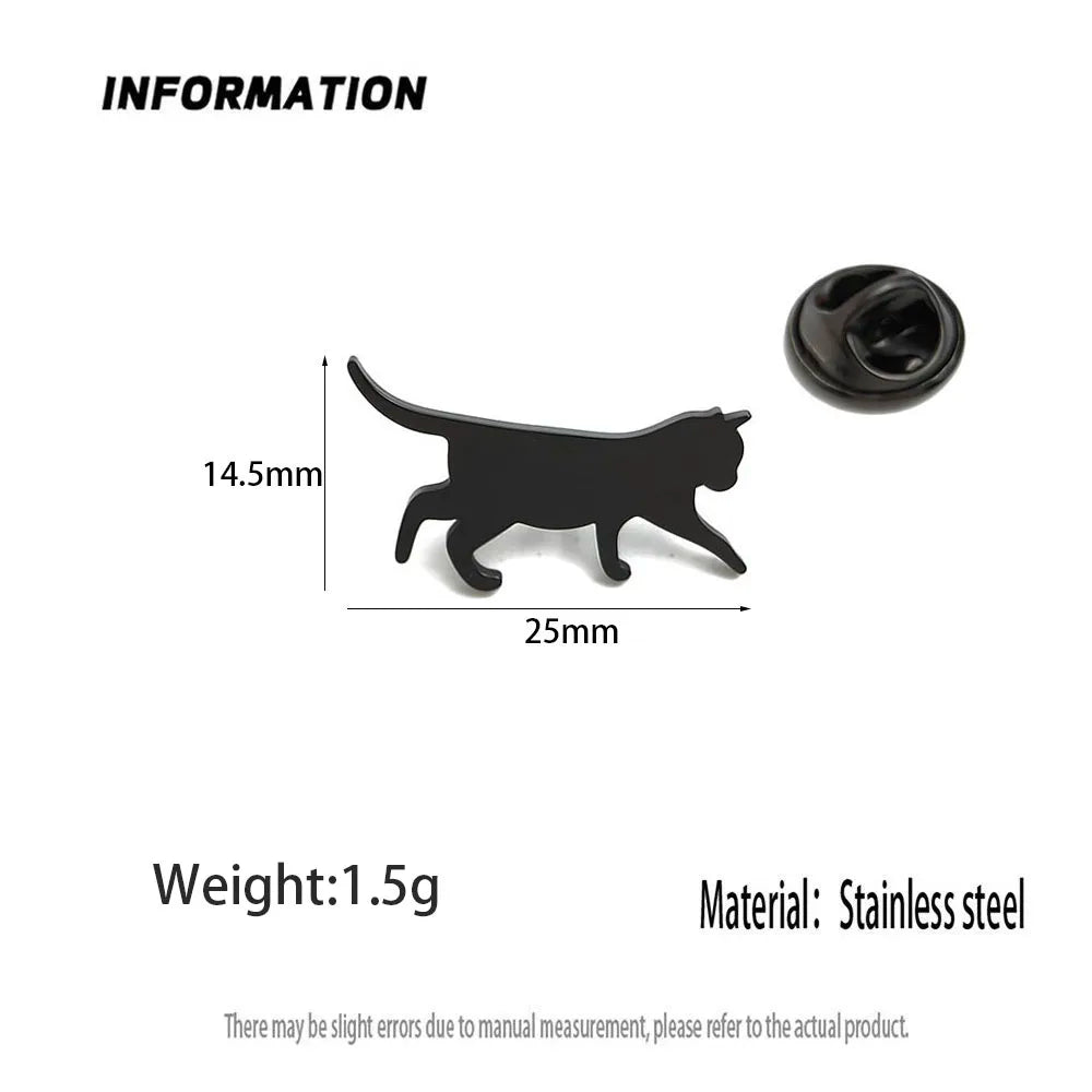 Kreative laufende Katze vergoldete Edelstahlbrosche, wasserdichtes, farbechtes Abzeichen-Set, Anstecknadel für Anzugrevers, zum Tragen auf Hochzeiten und Partys