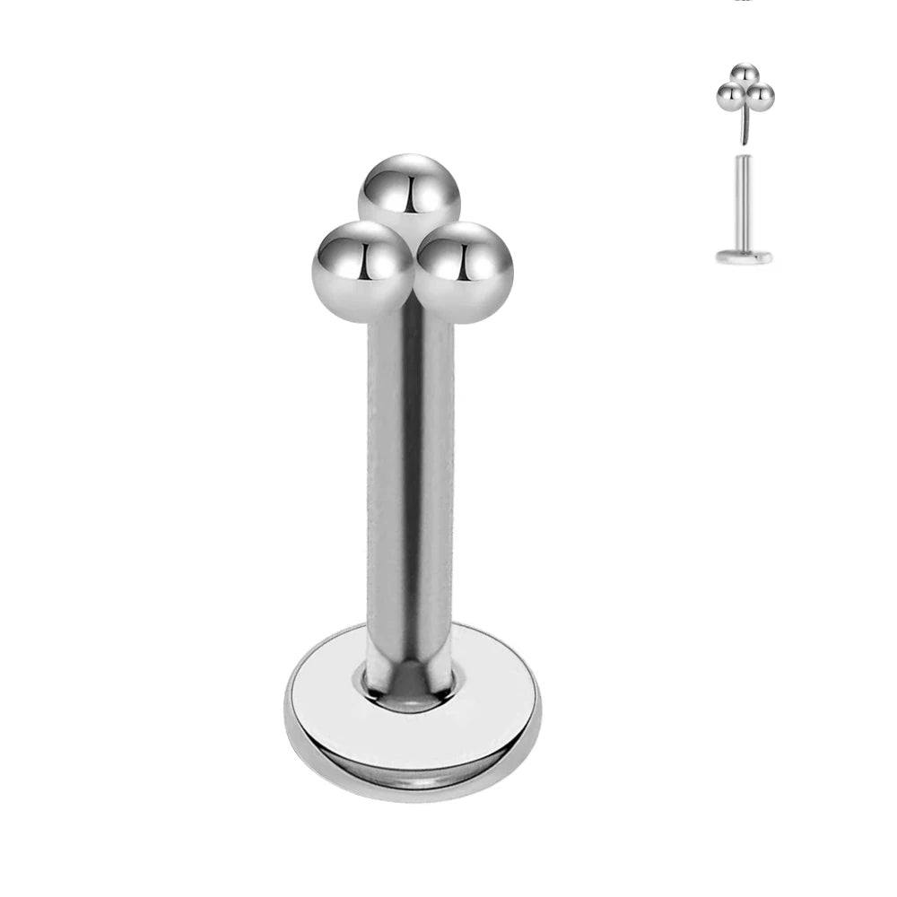 ASTM F136 G23 Titan Kugel Tragus Ohrring Gewindeloses Piercing Herz Zirkonia Stift Daith Conch Push-in Labret Stecker