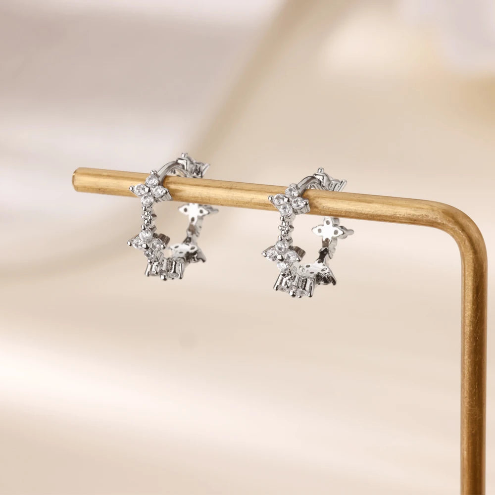 Niedliche geometrische Creolen für Damen, Edelstahl, goldfarben, Kreuz-Unendlichkeits-Ohrringe, Trend 2025, Piercing-Hochzeitsschmuck