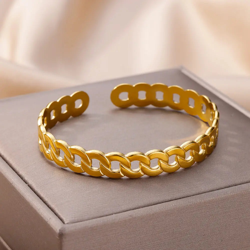 Schlangen Armreif Armband für Damen Edelstahl Vergoldet Öffnungsarmreif Tier Ästhetischer Schmuck pulseras mujer