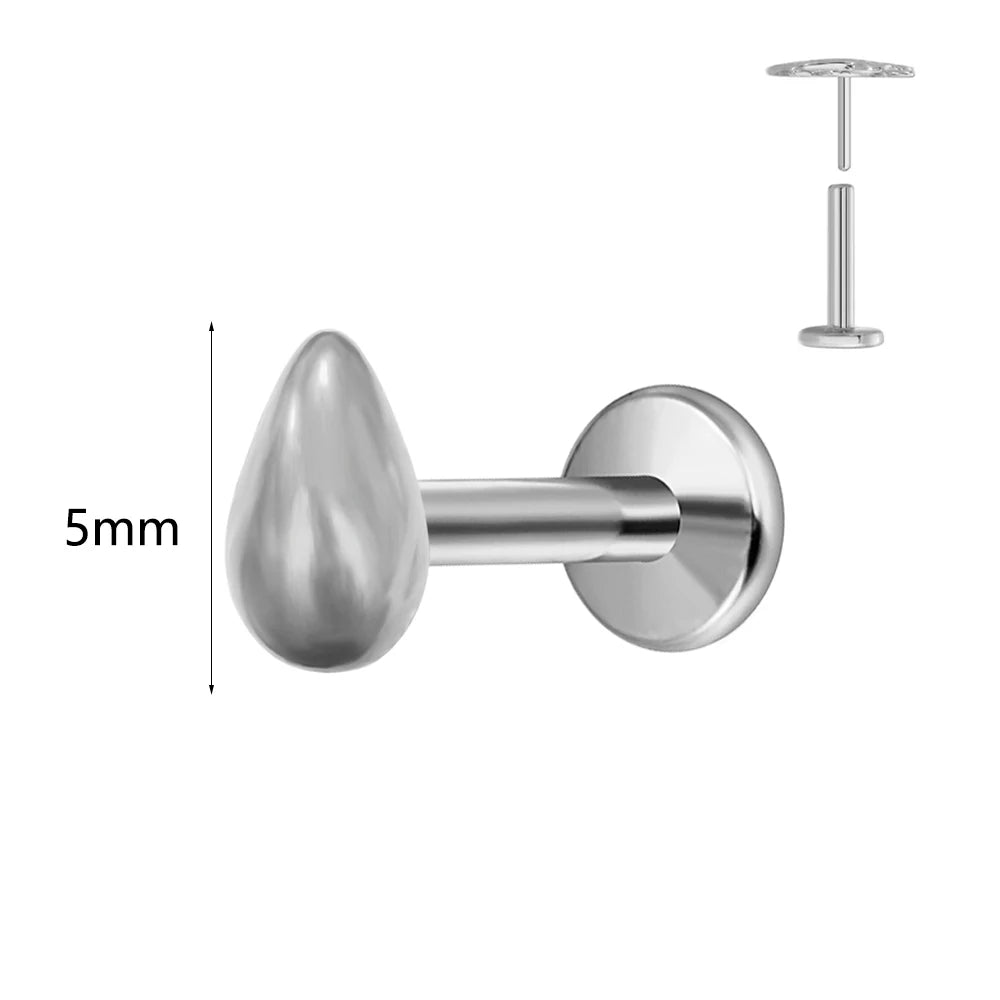 Winziger Wassertropfen Labret Piercing G23 Titan Opal Mond Push-In Zweig Ohrring Stecker Anhänger Gewindeloser Knorpelkörperschmuck