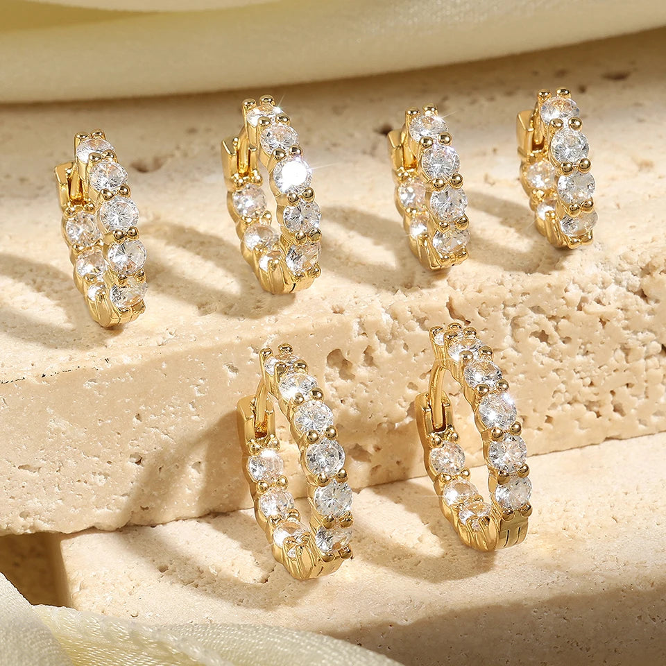 Yupsk 6pcs Shiny Zircon Ear Rings White Gold Color Huggie Cartilage Piercing Ear Cuff Tiny Earring for Women Men Jewelry Gift