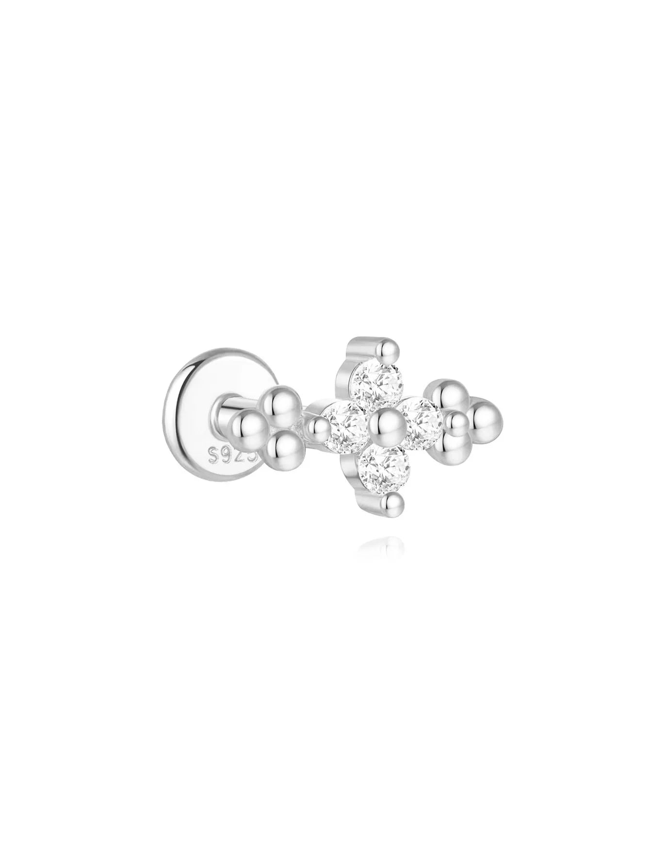 CANNER 1PC Vier-Punkt-Stern Mond Quaste Lotus Knorpel Spirale Piercing 925 Sterlingsilber Ohrstecker Für Frauen Ins Ohrring