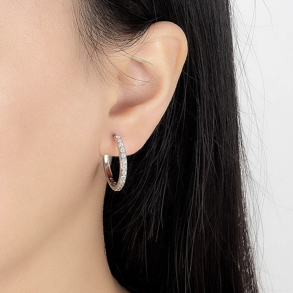 925 Sterling Silber 8/12/16/20MM Zirkon Creolen für Damen Hochzeit Verlobung Luxus Schmuck Accessoires 925