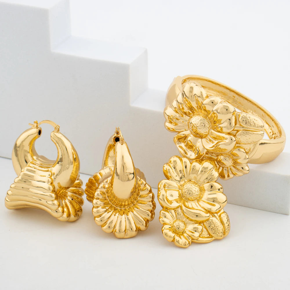 2024 Trend Schmuckset für Damen Baumelohrringe und Armreif Ring Hochzeiten Braut Schmuckset Verlobungsfeier Ohrringe Accessoire