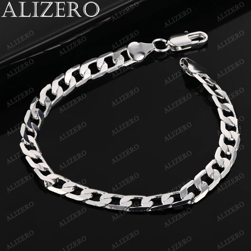 ALIZERO 925 Sterling Silber Armband 4/6/8/10/12mm Seitenkettenarmbänder für Herren Damen Mode Edler Schmuck Großhandel