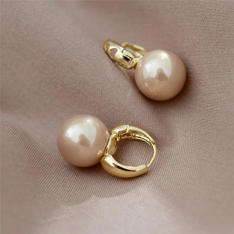 Pendientes de aro con perlas de color plateado para mujer, aretes minimalistas de color dorado, joyería de moda para bodas, Dropshipping