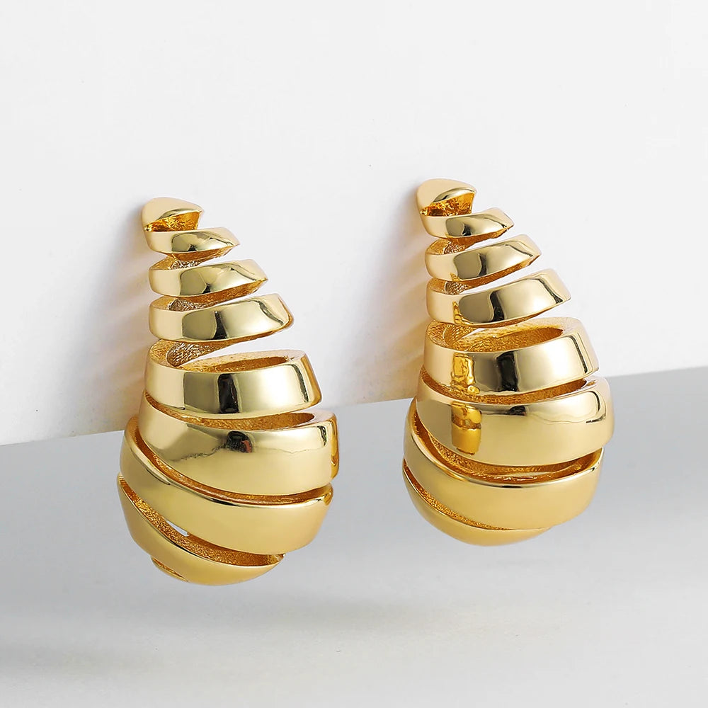 Vintage Chunky Dome Drop-Ohrringe für Damen, vergoldet, aus Edelstahl, dicke tropfenförmige Ohrringe, Statement-Hochzeitsschmuckgeschenke
