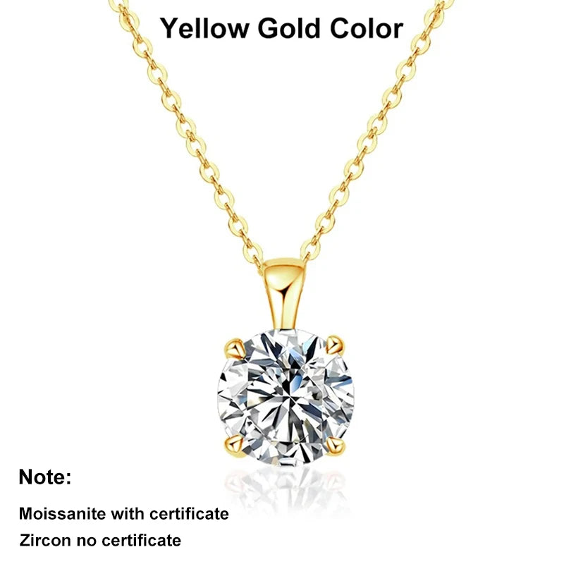 Collar de moissanita NeeTim de 2ct 3ct para mujer, plata de ley 925 con chapado en oro amarillo, rosa y blanco, collar con colgante de diamante de laboratorio