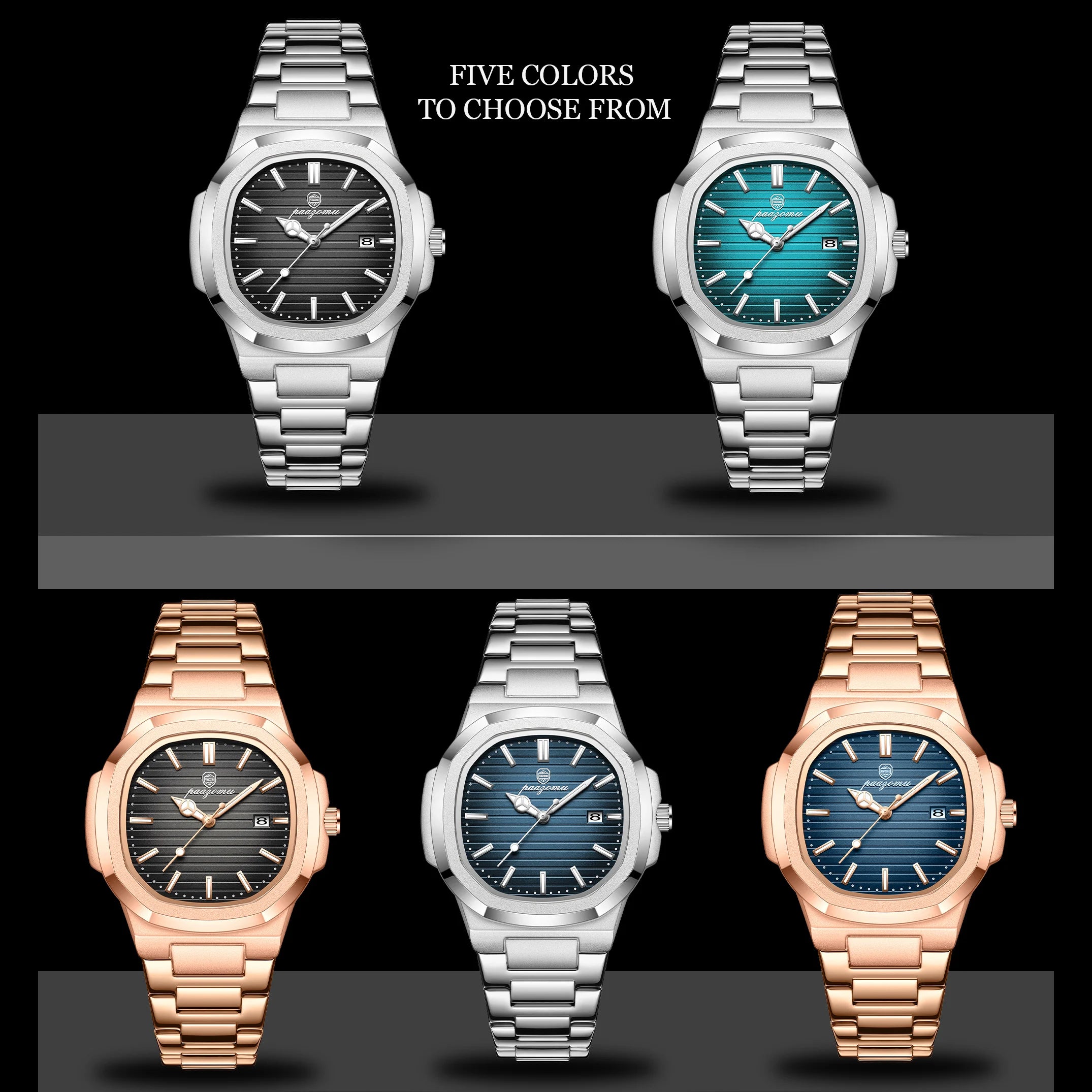 PAAZOMU Top Marca de Lujo Hombre Reloj Deportivo Impermeable Luminoso Fecha Hombre Reloj de Pulsera Cuadrado Dial Cuarzo Hombre Relojes Alta Calidad