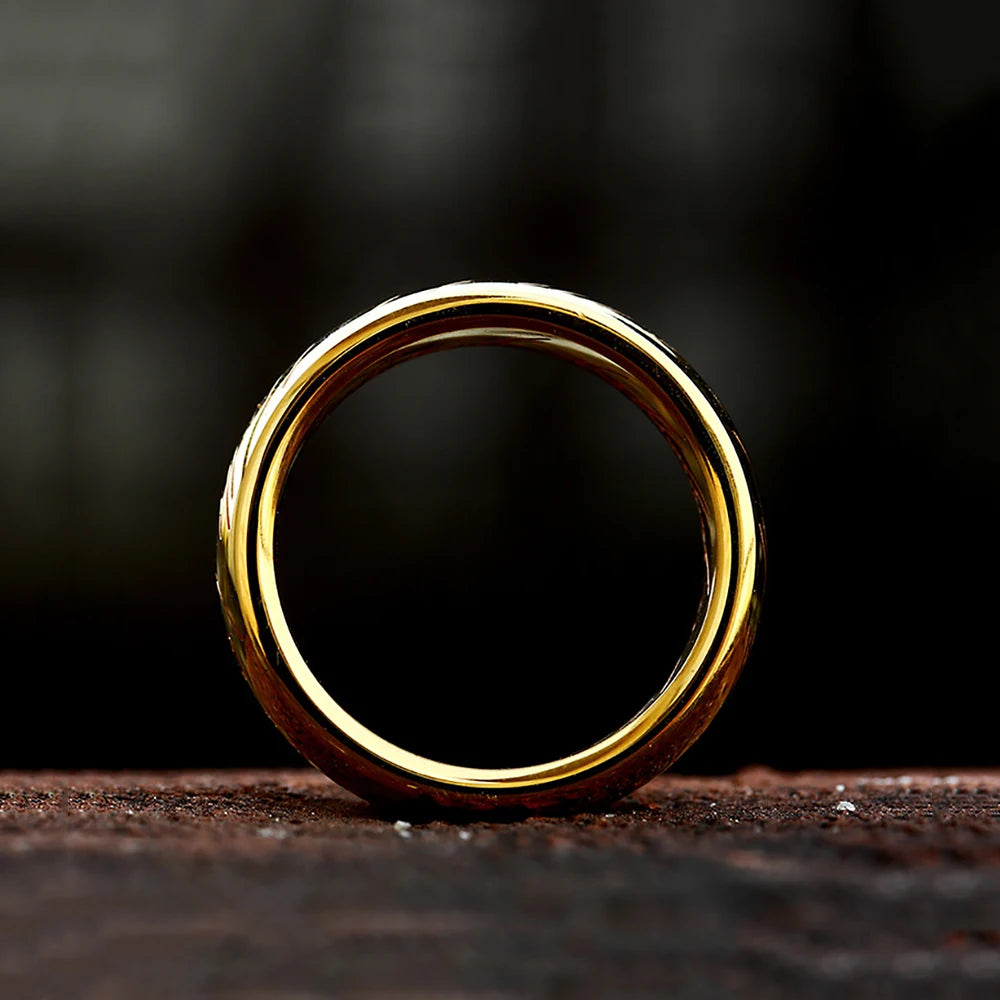 2024 Neuer Trendiger Einfacher 3D Geschnitzter Glaubensring Edelstahl Paar Farbig Plattierte Kettenringe Retro Herrenschmuck Geschenke Custom