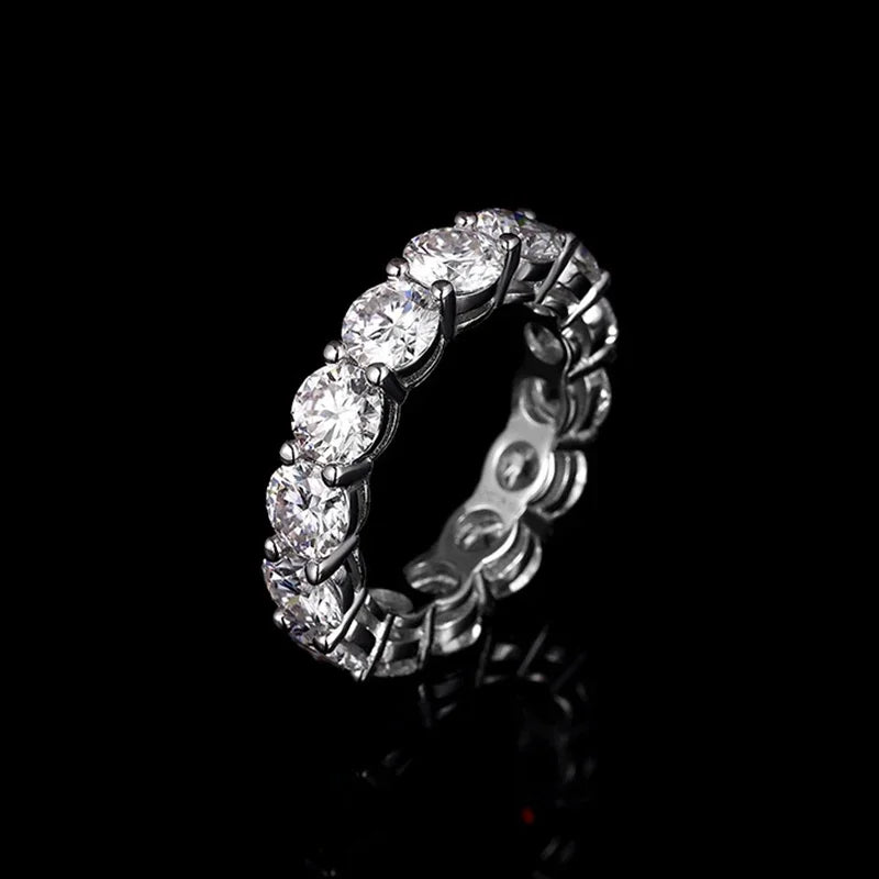 NeeTim 5mm Voll-Moissanit-Ring für Damen Hochzeit 925 Sterling Silber Ringe Labor-Diamant Verlobung Ewiges Band Feiner Schmuck