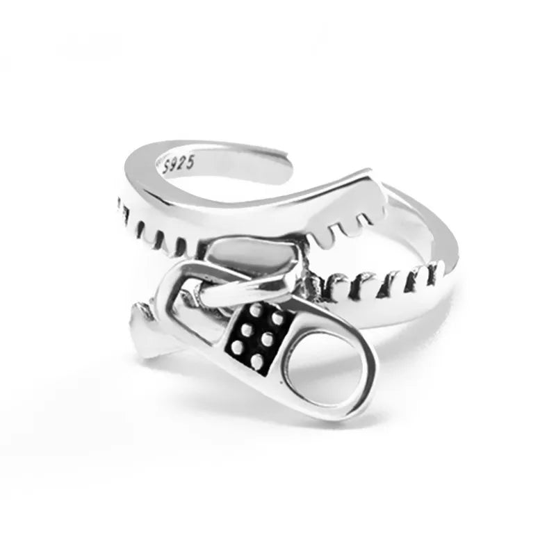 925er Sterlingsilber Geometrie Reißverschluss Verlobungsringe für Damen Frauen Luxus Designer Schmuck Accessoires