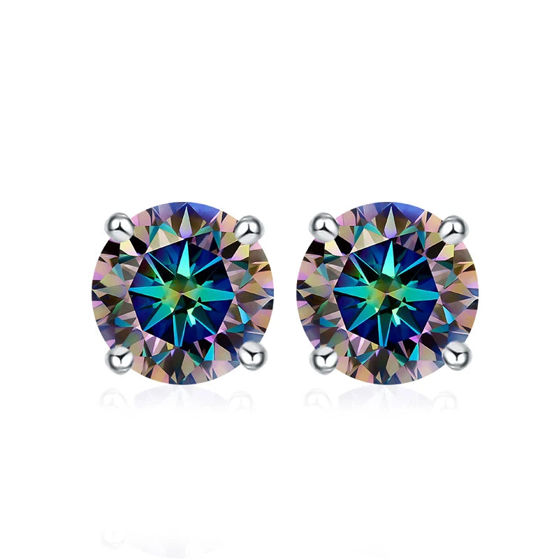 NeeTim Pendientes de Moissanita para Mujer 0.5ct 1ct 2ct Plata de Ley 925 Rosa Negro Azul Gris Brillante Diamante de Laboratorio