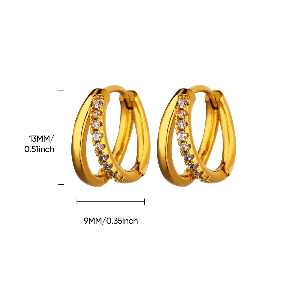 Kreis-Ohrringe aus Edelstahl für Damen, goldfarben, ästhetische Zirkon-Ohrringe, Hochzeit, Weihnachten, Modeschmuck-Accessoires, Geschenk