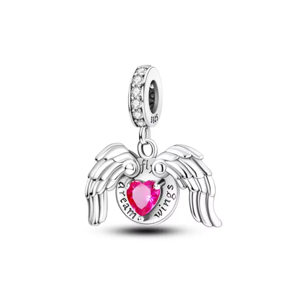 2026 Frühlings-Pink-Serie Ballon Schmetterling Blumen-Anhänger passend für S925 Europäische 925 Sterling Silber Armband Armreifen Halskette