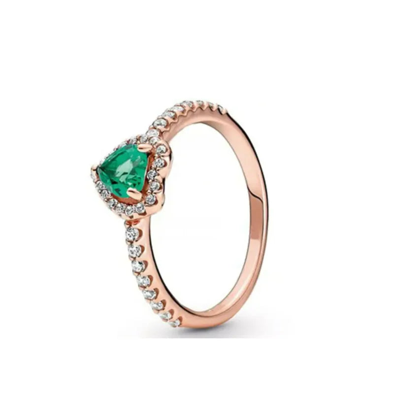 925er Silber Herz-Stein-Ring Neu Heiß Verkaufend Rosa Weiße Ringe Geeignet für jeden Anlass Passendes DIY Geburtstagsgeschenk