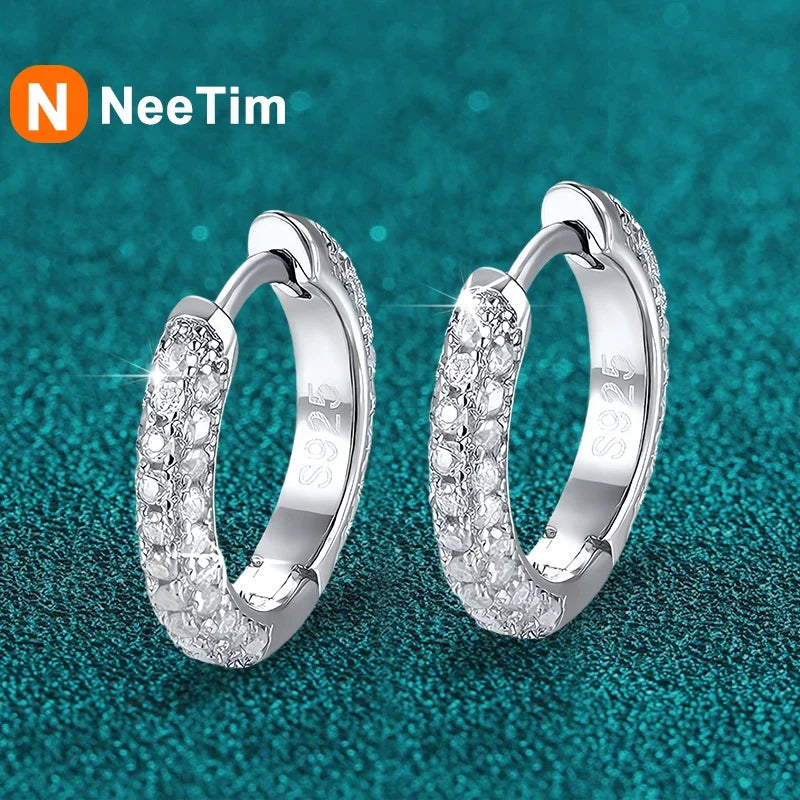 NeeTim Ohrringe mit vollem Moissanit-Diamant, 925er Sterlingsilber mit Vergoldung, Hochzeit, Verlobung, Party, edler Schmuck für Frauen