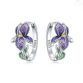 925 Sterling Silber Lila Blumen Serie Ohrring Schmuck Vielseitige Creolen für Frauen Schmuck Feine Geburtstagsgeschenke