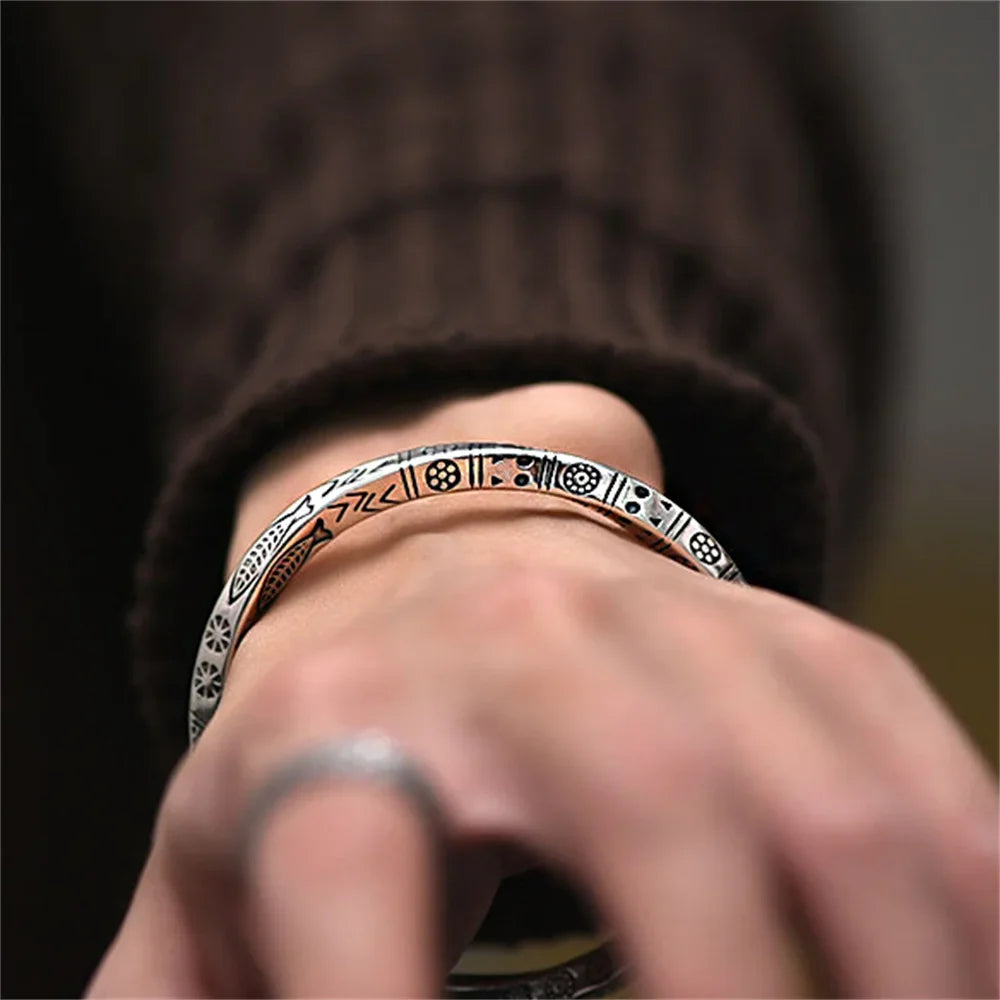 ALIZERO 925 Sterling Silber Herren Offener Armreif Bohemian Möbius Schleife Armband Für Damen Totem Trendige Schmuck Accessoires