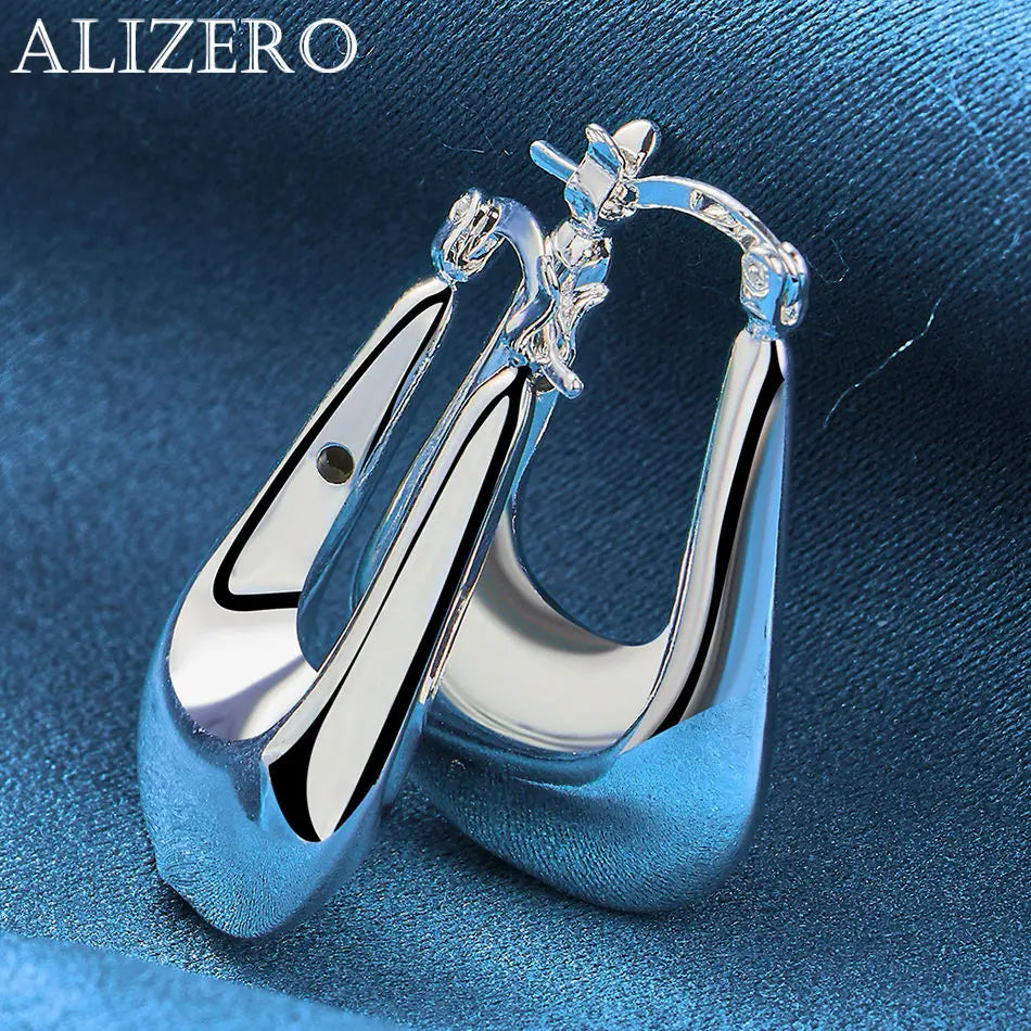 ALIZERO 925 Sterling Silber Ohrringe Einfache runde Kreolen Ohrringe für Frauen Mode Hochzeit Verlobung Charm Schmuck Geschenke