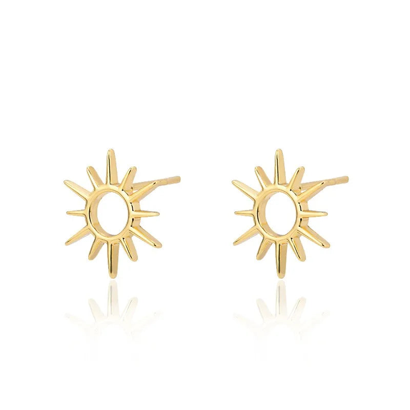 Vintage Edelstahl Sonnenohrringe für Damen Böhmische Sonnenstrahl-Ohrringe Unregelmäßige Fächerförmige Ohrringe Schmuck Partygeschenke