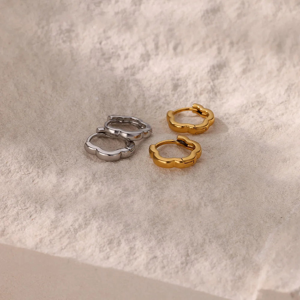 Klobiger Blumen-Creolen-Ohrring für Frauen, Edelstahl, goldfarben, Hochzeit, ästhetischer Ohrring, neues Paar Schmuckzubehör, Geschenk