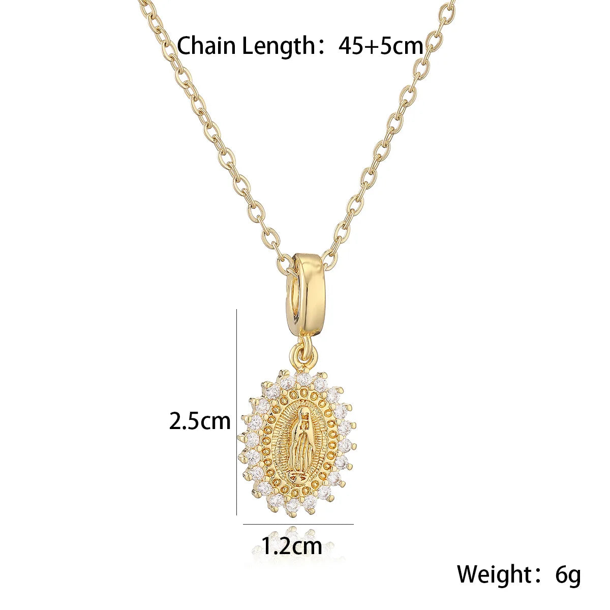 NEWBUY Trendy Gold Color Shiny AAA CZ Zircon Virgin Mary Pendant Necklaces For Women Gift