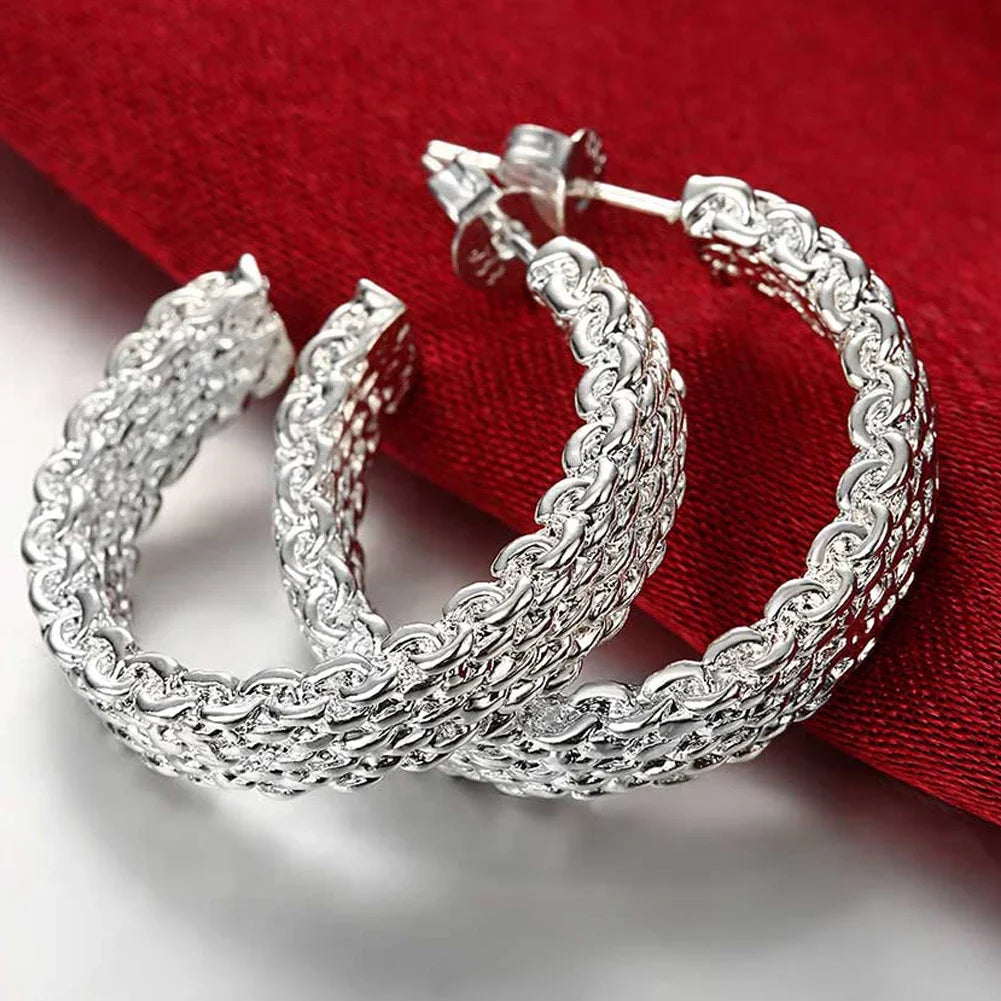 Hochwertige 925 Sterling Silber Ohrringe Schlichte runde Creolen für Frauen Mode Hochzeit Verlobung Charm Schmuck