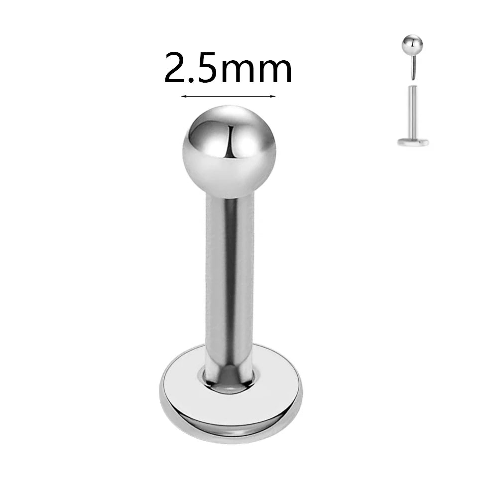 ASTM F136 G23 Titan Kugel Tragus Ohrring Gewindeloses Piercing Herz Zirkonia Stift Daith Conch Push-in Labret Stecker